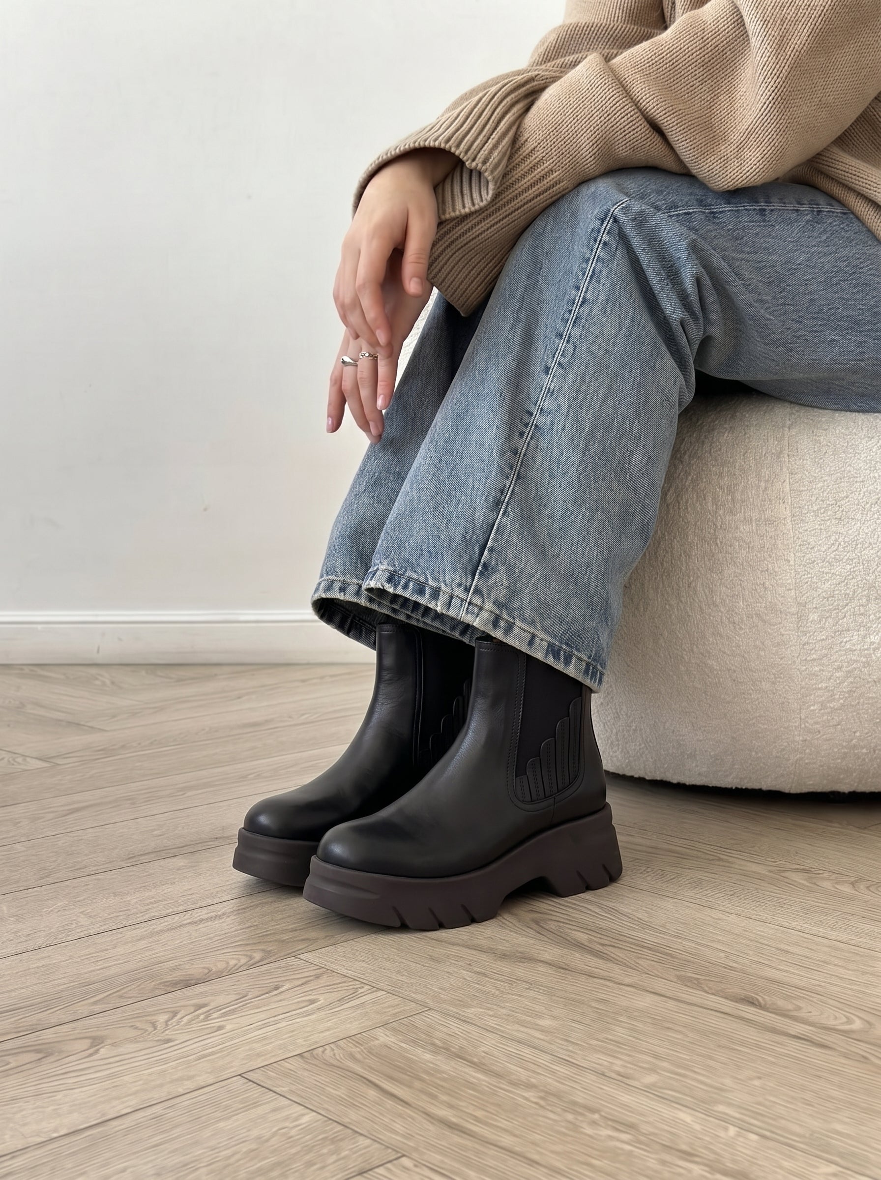 BOTTINE STEVE, CUIR NOIR