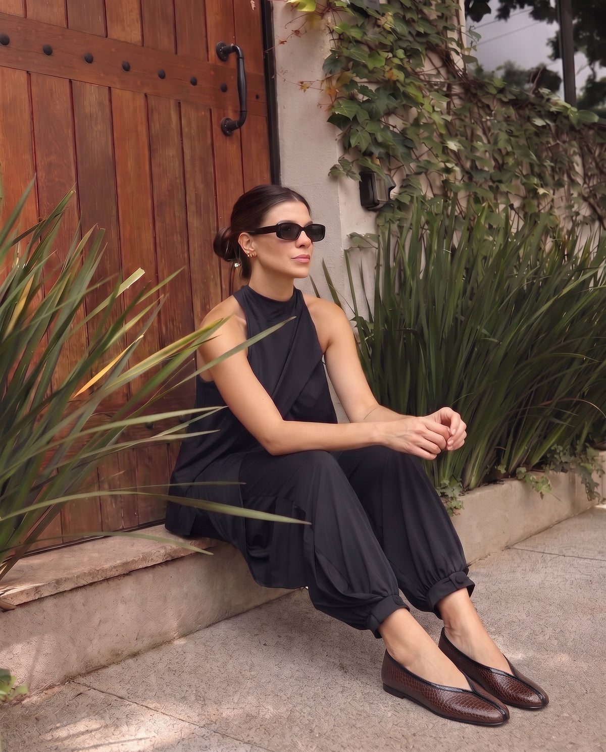BALLERINE LOUSY EN CUIR EFFET CROCO MARRON
