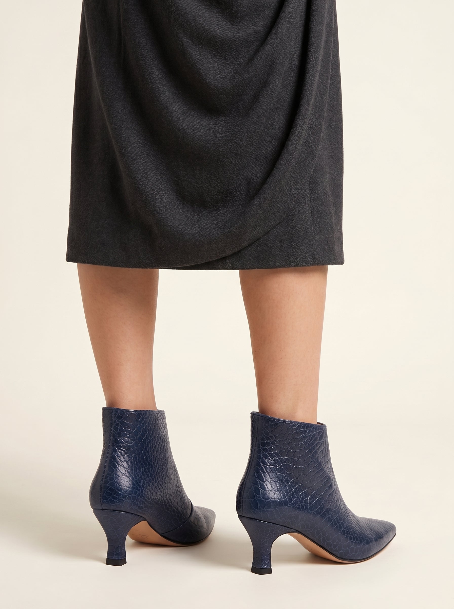 BOTTINE IMANE EFFET CROCO, BLEU MARINE