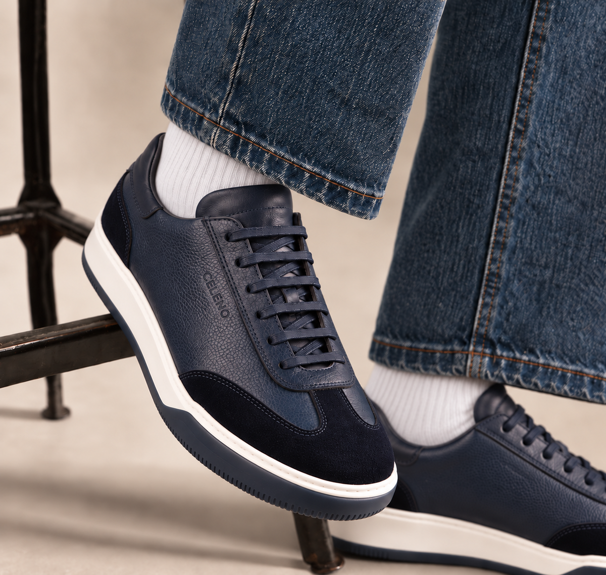 RIVOLI EN CUIR ET DAIM BLEU NUIT – CL7008