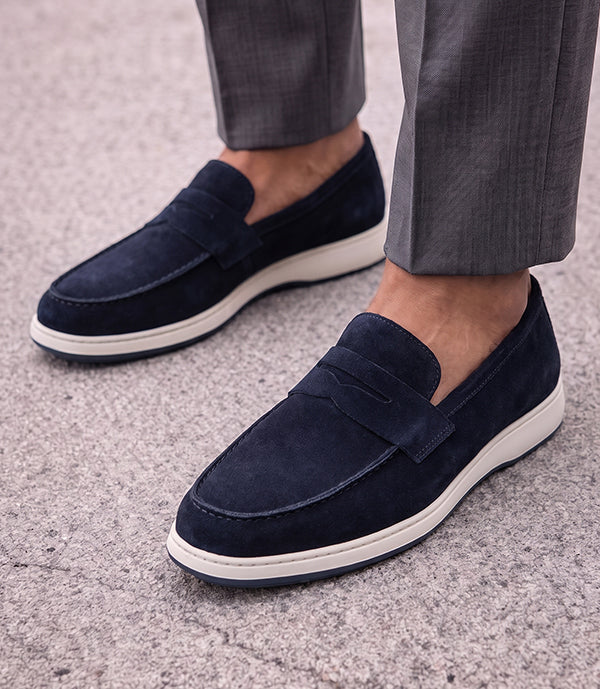 Mocassin Arven en Daim, Bleu Nuit – CL7010