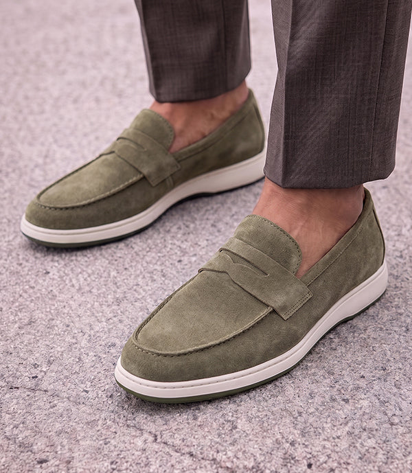 Mocassin Arven en Daim,Vert- CL7010