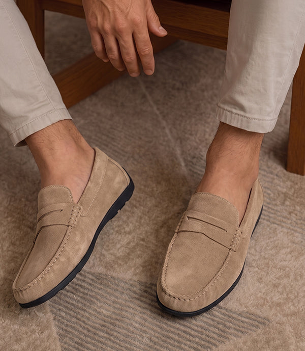 MOCASSIN IBIZA en Daim, Beige – CL048
