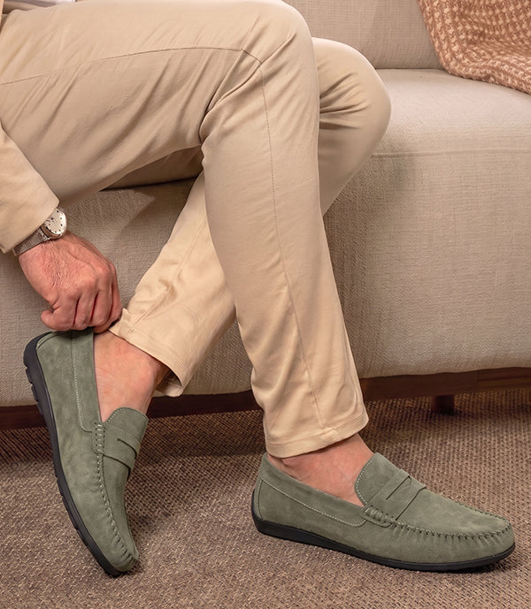 MOCASSIN IBIZA EN DAIM VERT- CL048