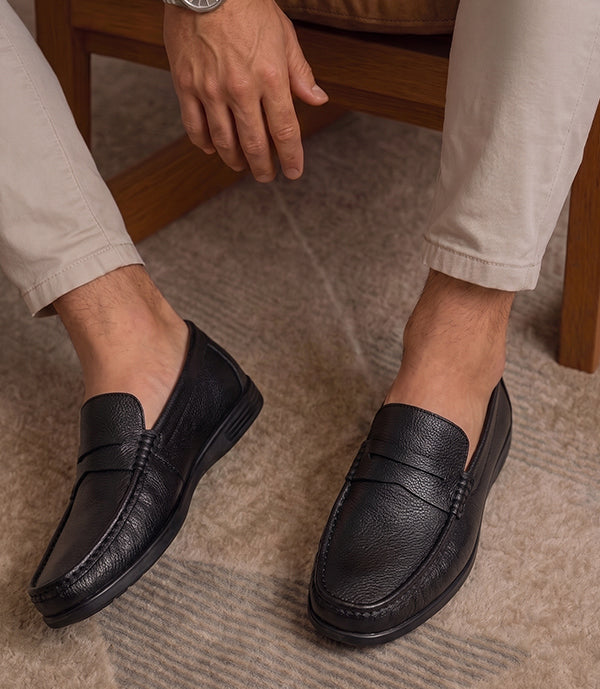 MOCASSIN EDEN EN CUIR, NOIR – CL146