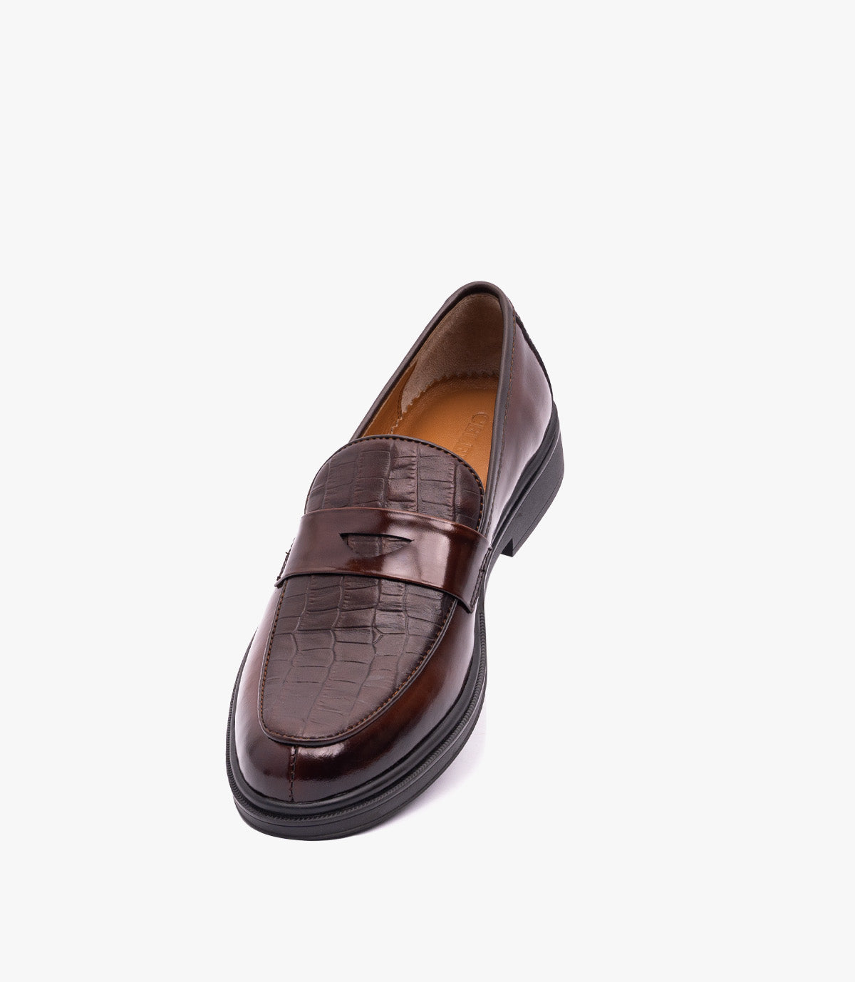 Mocassin  Pattern en cuir, Marron CL3001