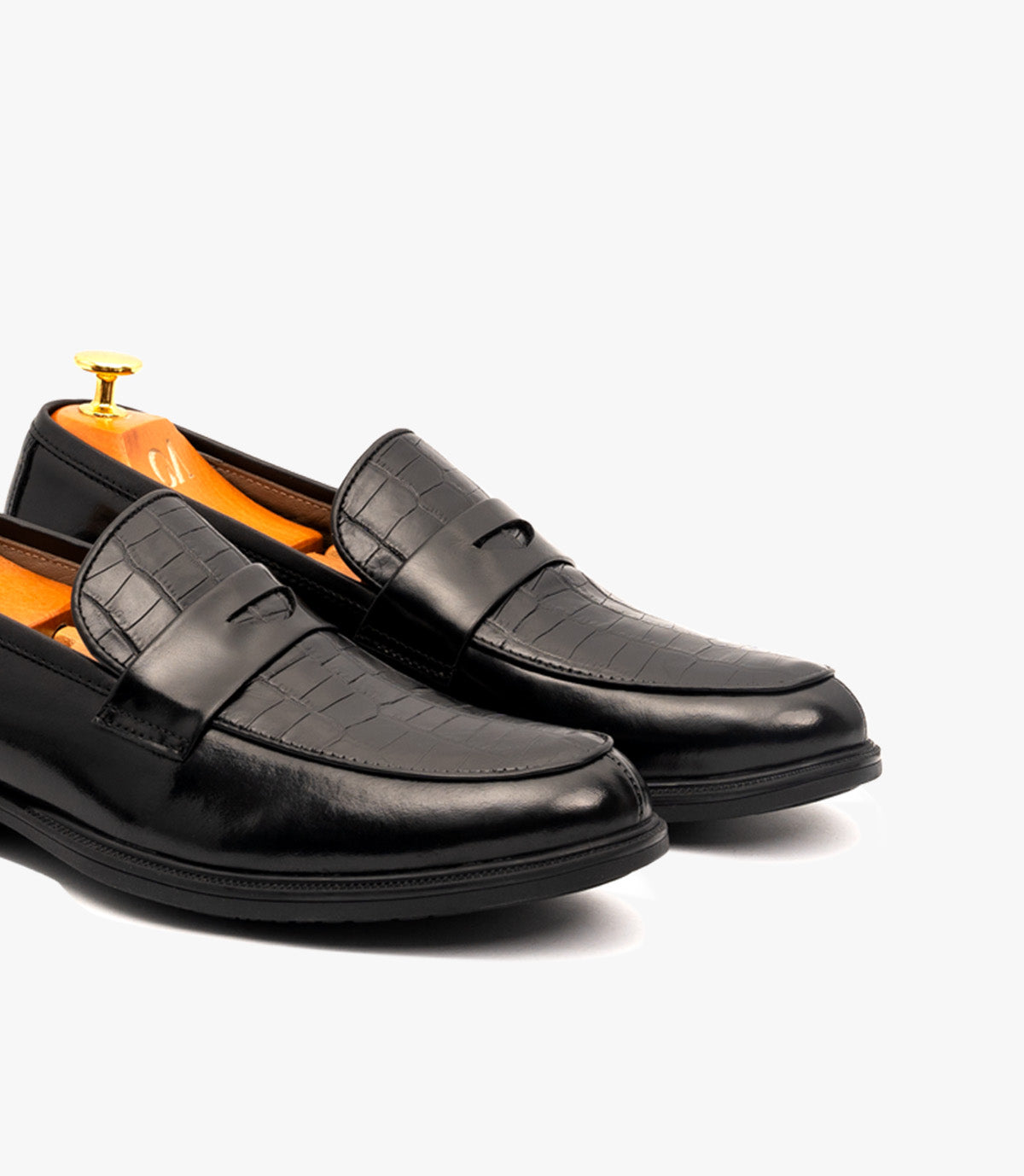 Mocassin  Pattern en cuir, Noir CL3001