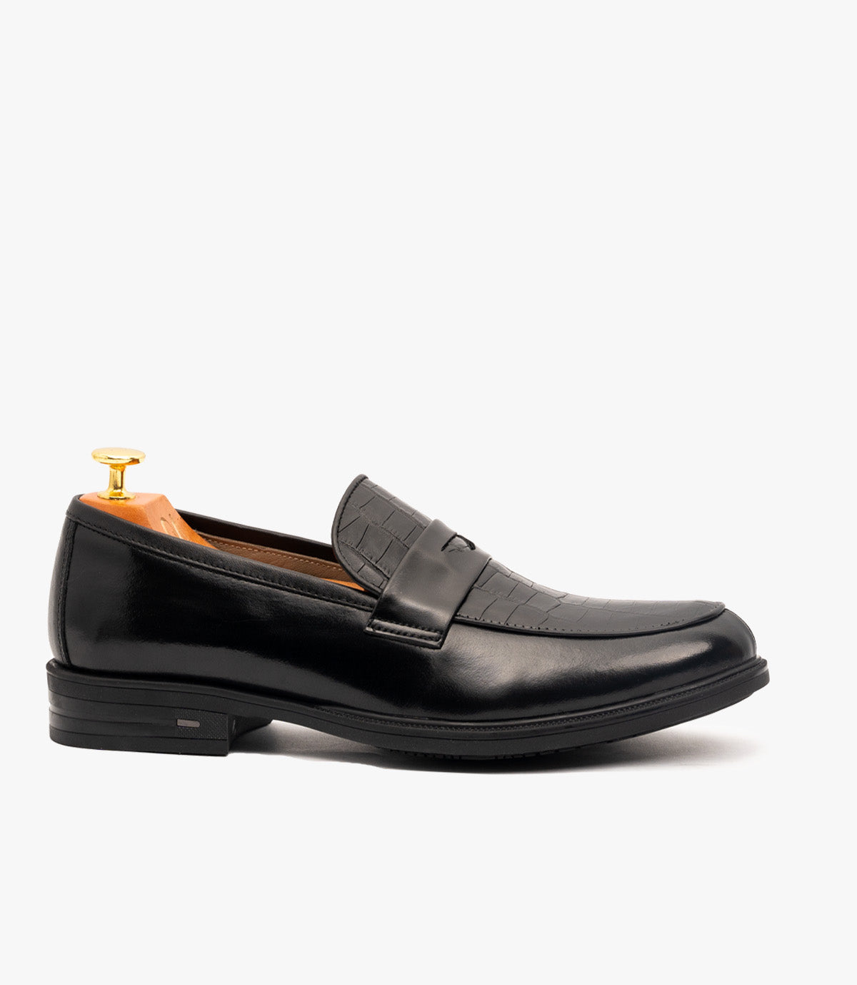 Mocassin  Pattern en cuir, Noir CL3001