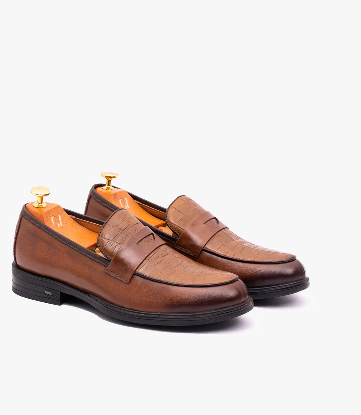 Mocassin  Pattern en cuir, Tabac CL3001