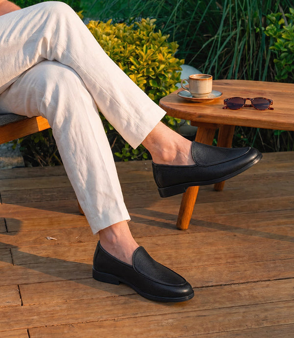 Mocassin Monaco en Cuir, Noir - CL386