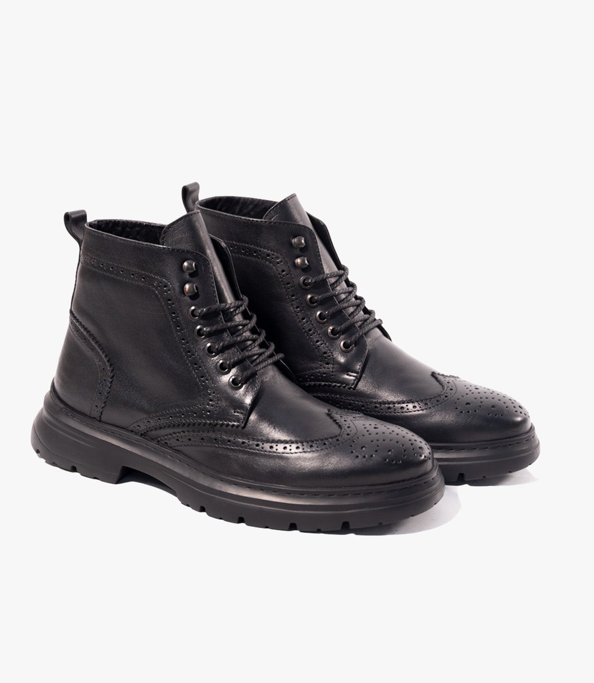 Bottine Brogue en Cuir Noir CL3177