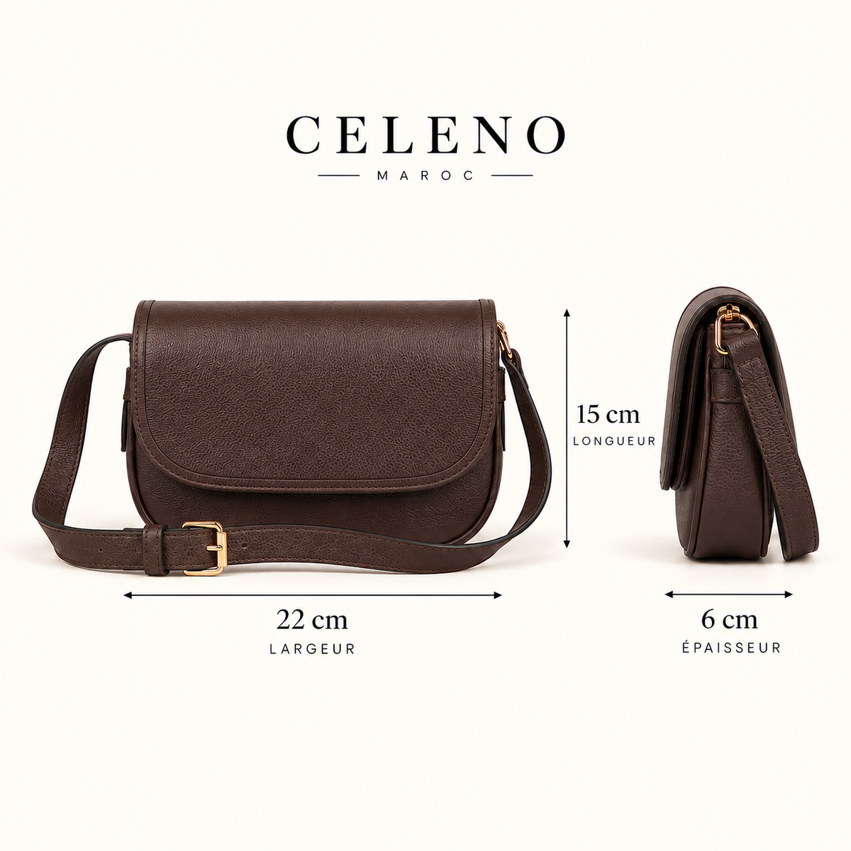 SAC MODENA EN CUIR MARRON - 035