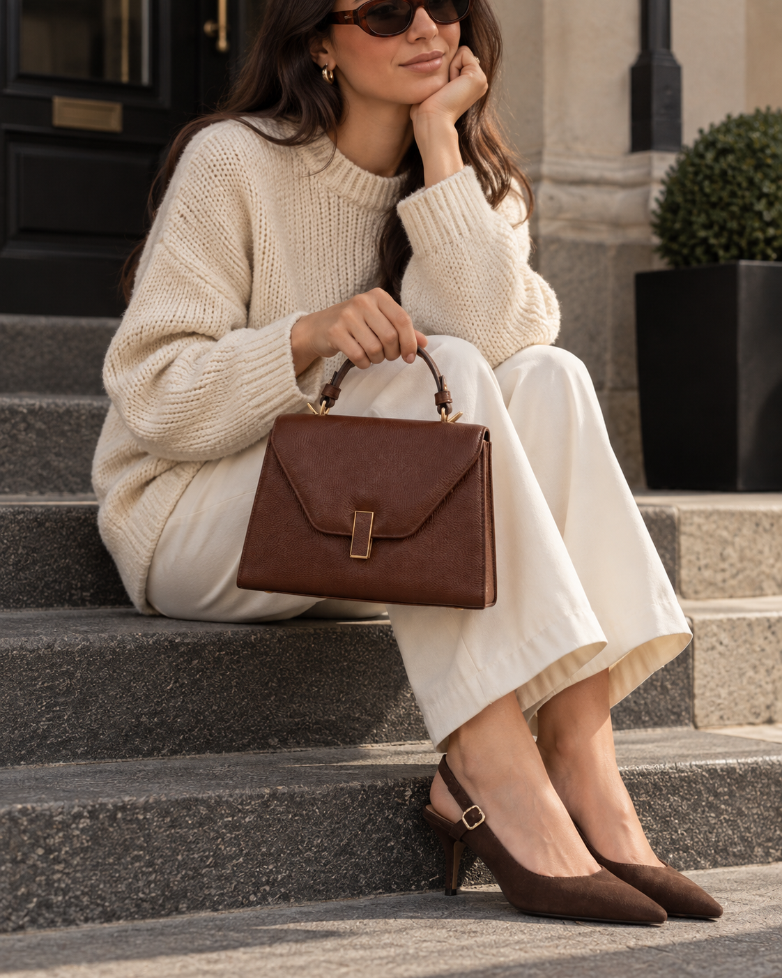 SAC VARENNE EN CUIR GRAINÉ MARRON - 036