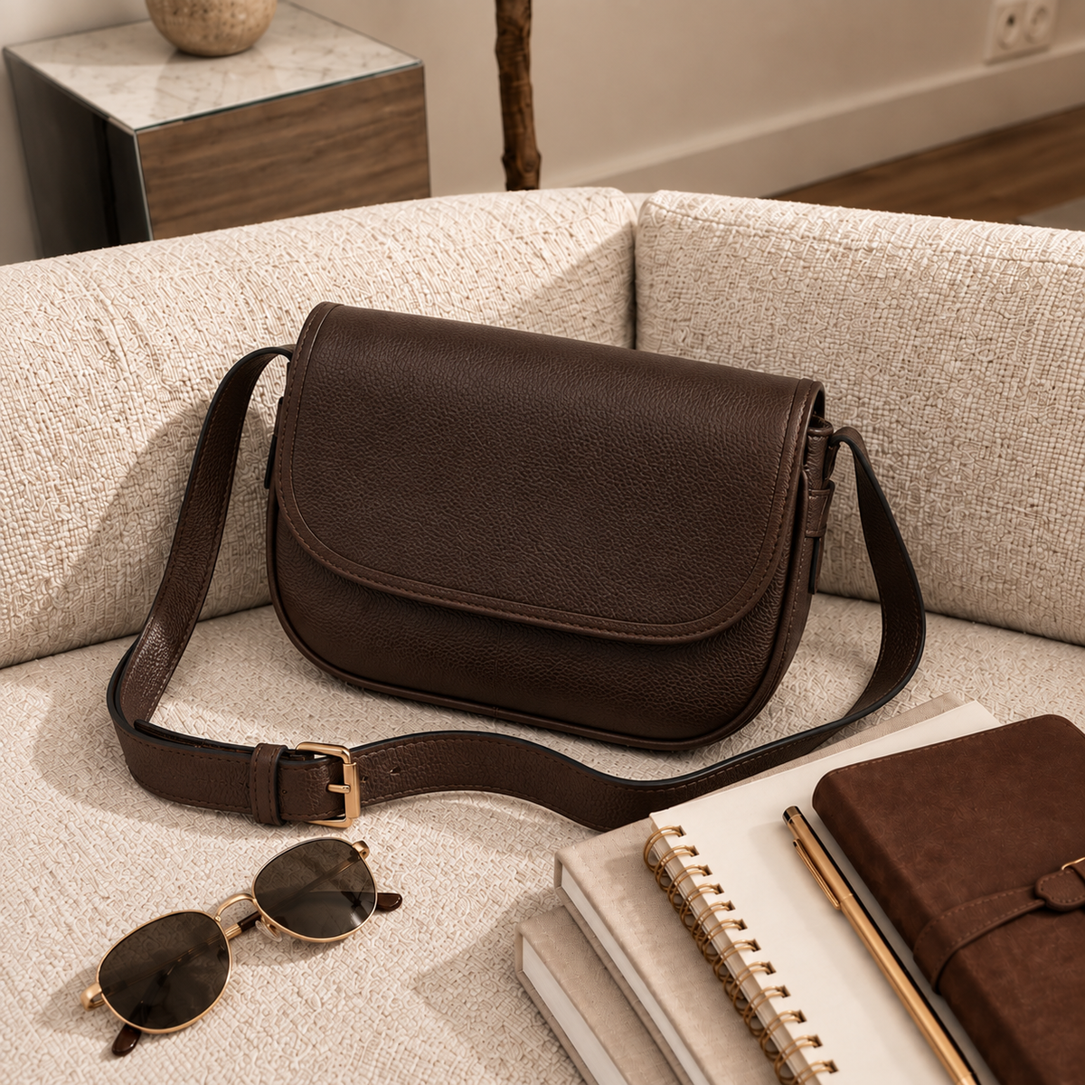SAC MODENA EN CUIR MARRON - 035