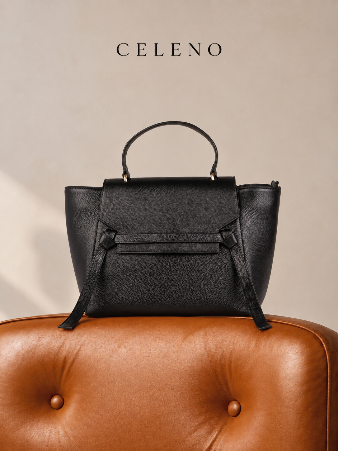 SAC VALORIA EN CUIR GRAINÉ NOIR - 039