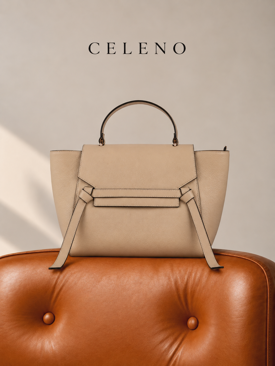 SAC VALORIA EN CUIR GRAINÉ BEIGE - 039