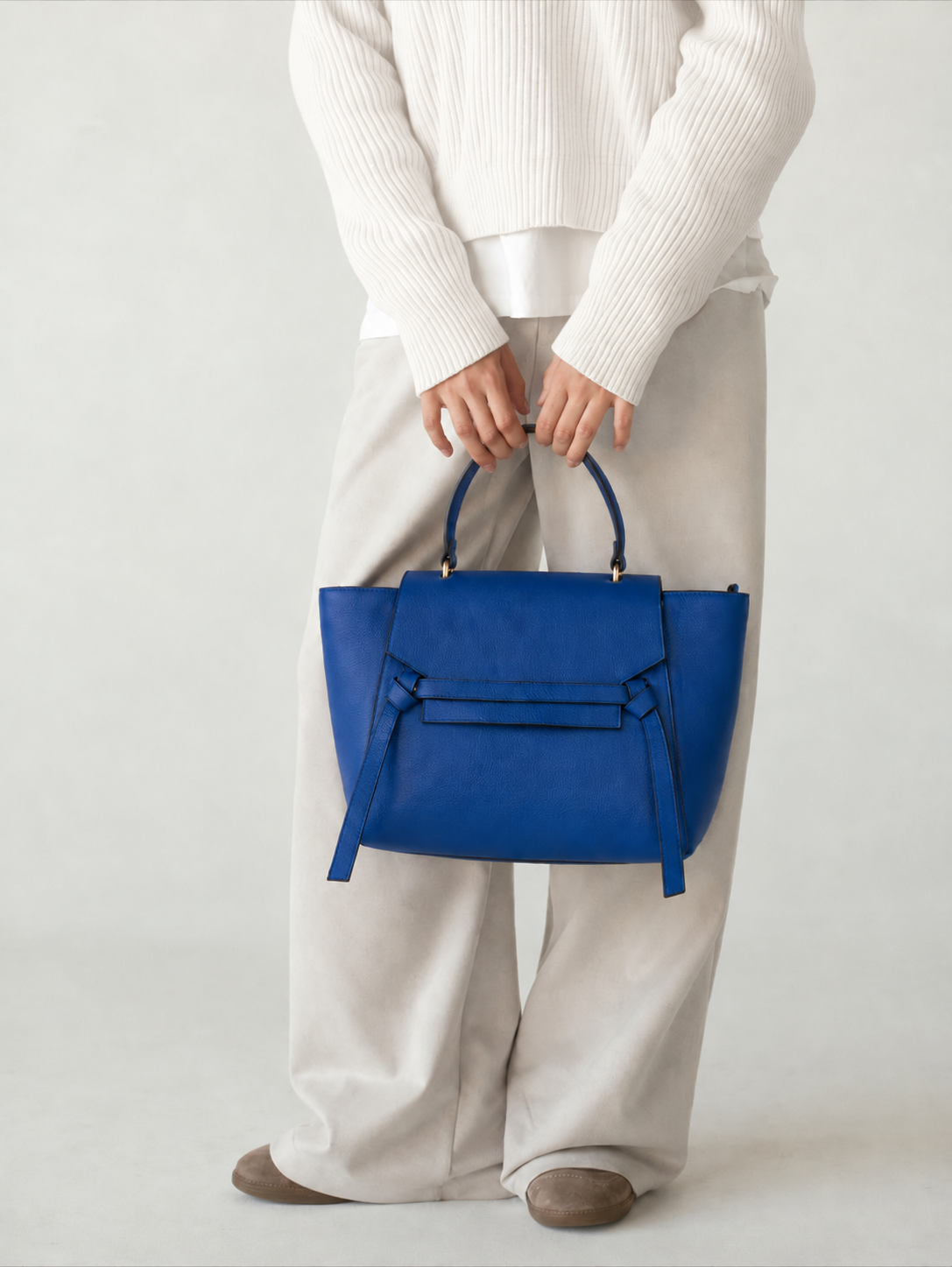 SAC VALORIA EN CUIR GRAINÉ BLEU - 039