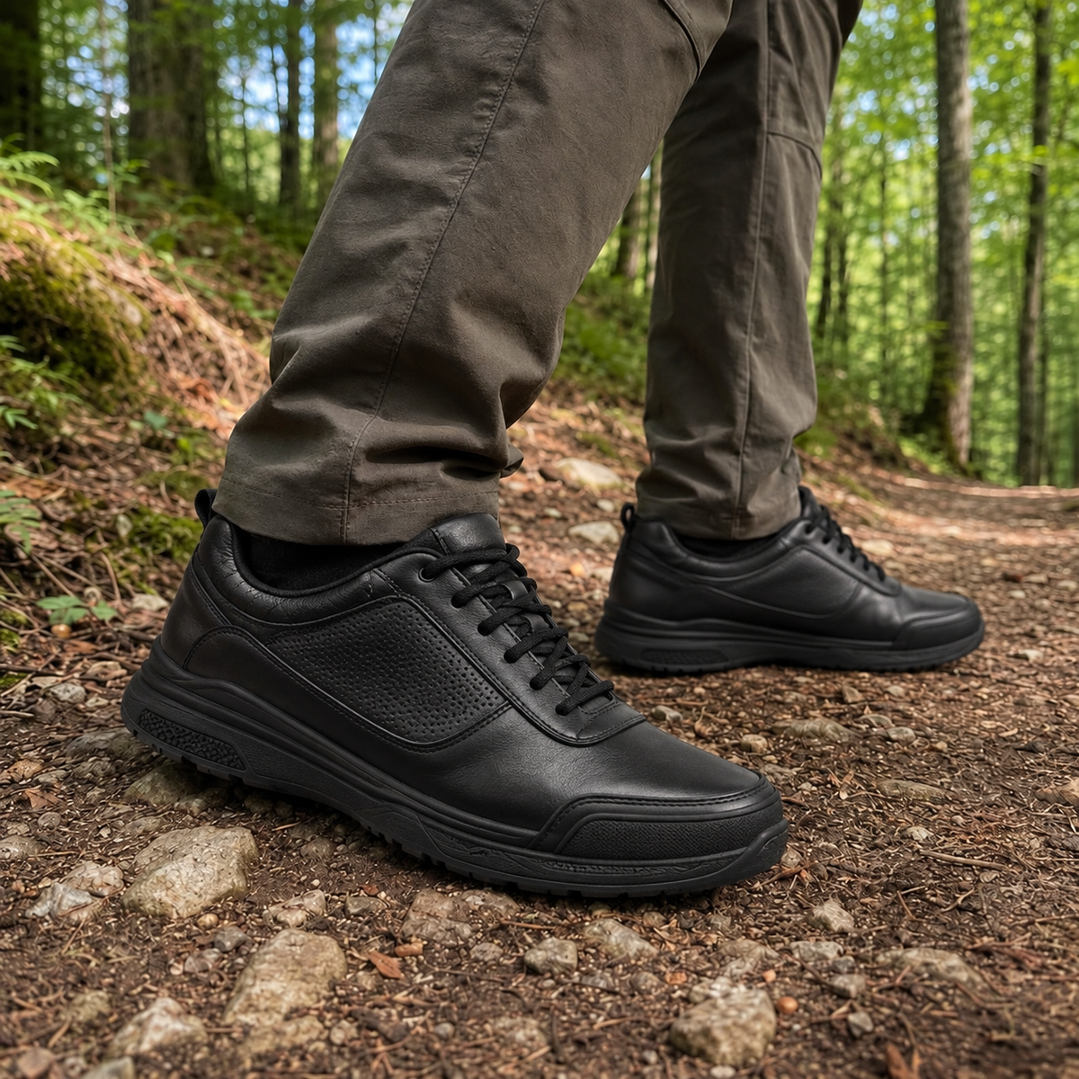 BASKET URBAN EN CUIR, Noir – CL316
