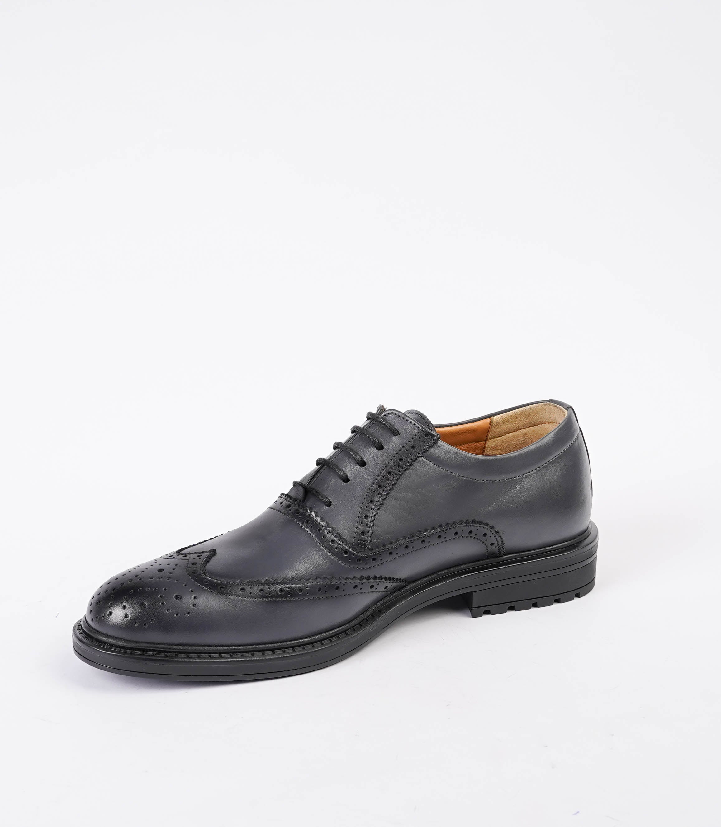 BROGUE en Cuir, Gris -CL200