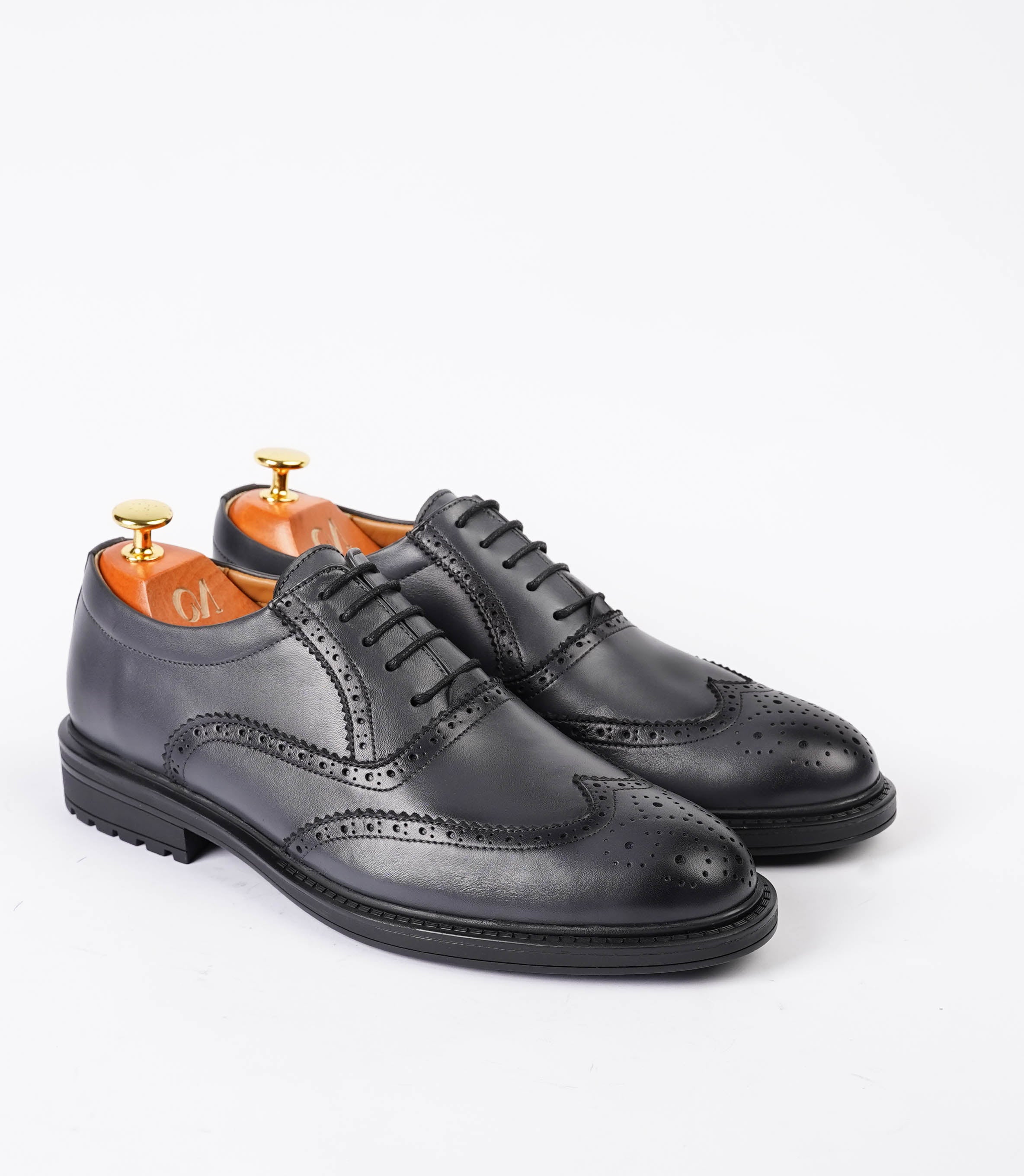 BROGUE en Cuir, Gris -CL200