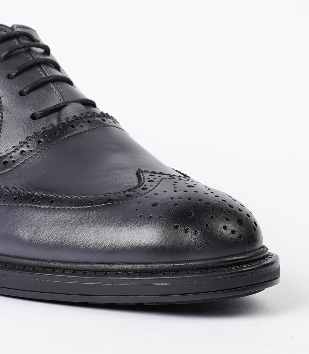 BROGUE en Cuir, Gris -CL200