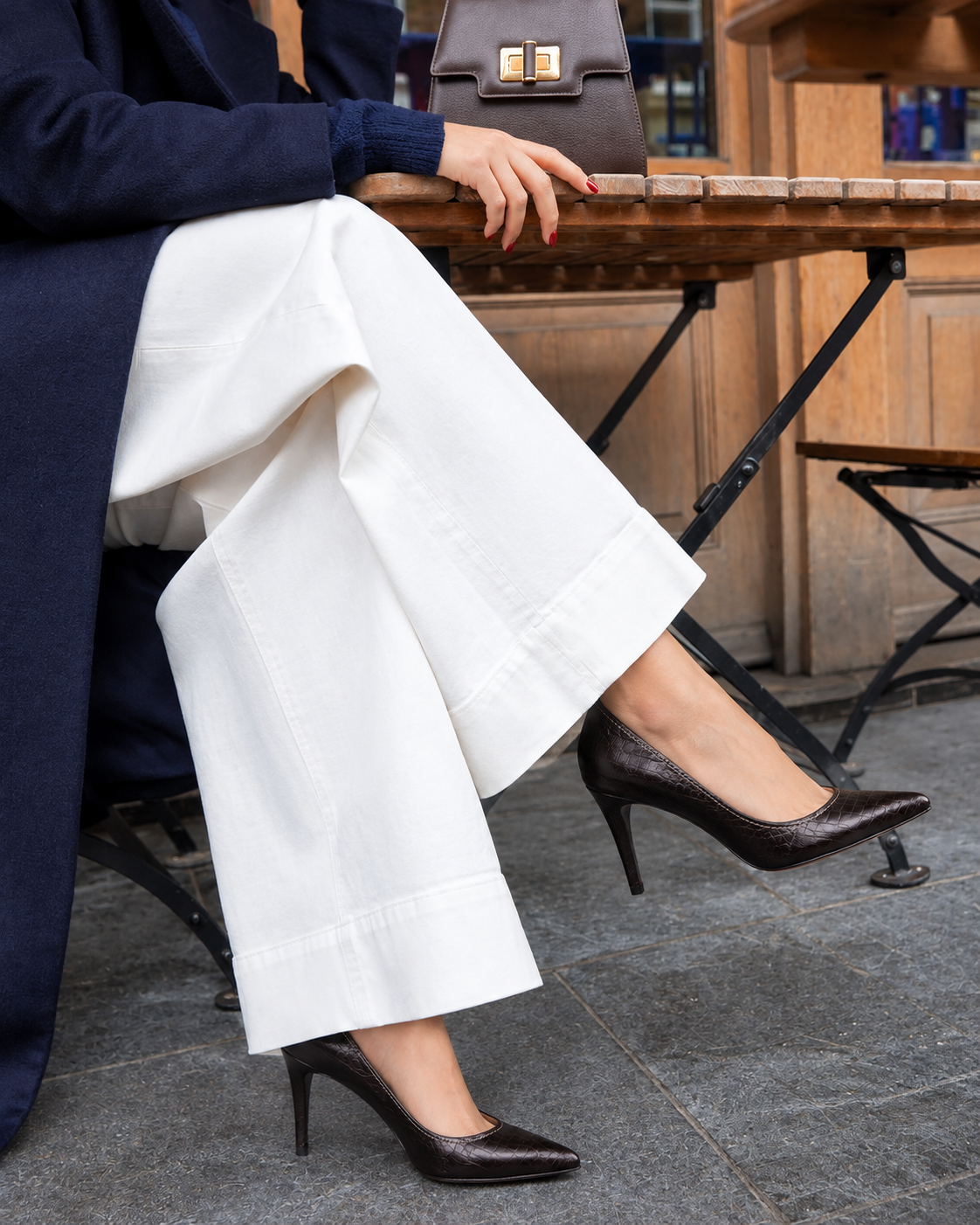 CELINE EN CUIR CROCO MARRON