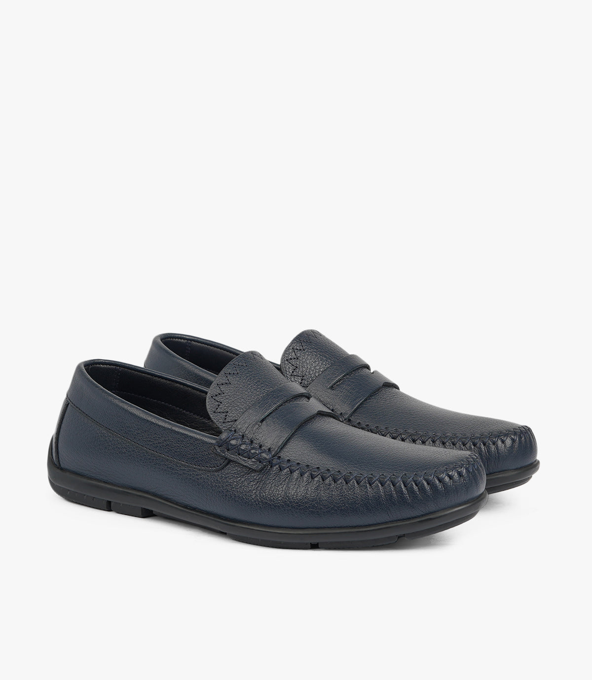 Mocassin ZAYAN en Cuir, Bleu nuit  – CL030