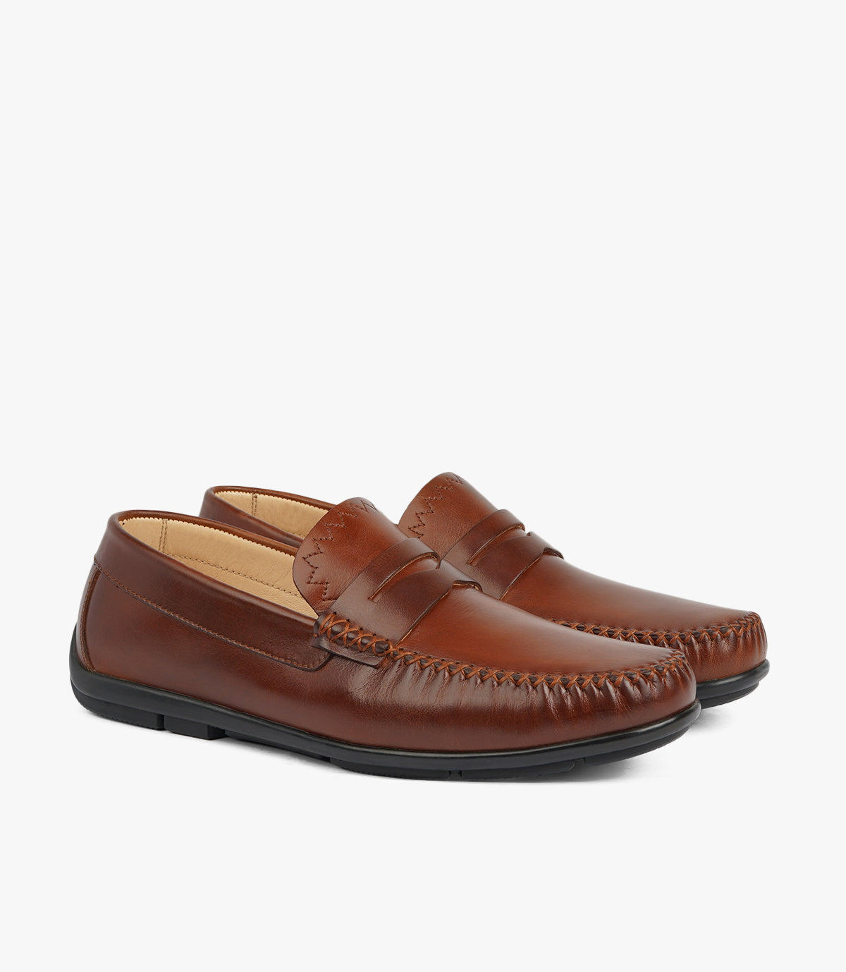 Mocassin ZAYAN en Cuir, Tabac – CL030