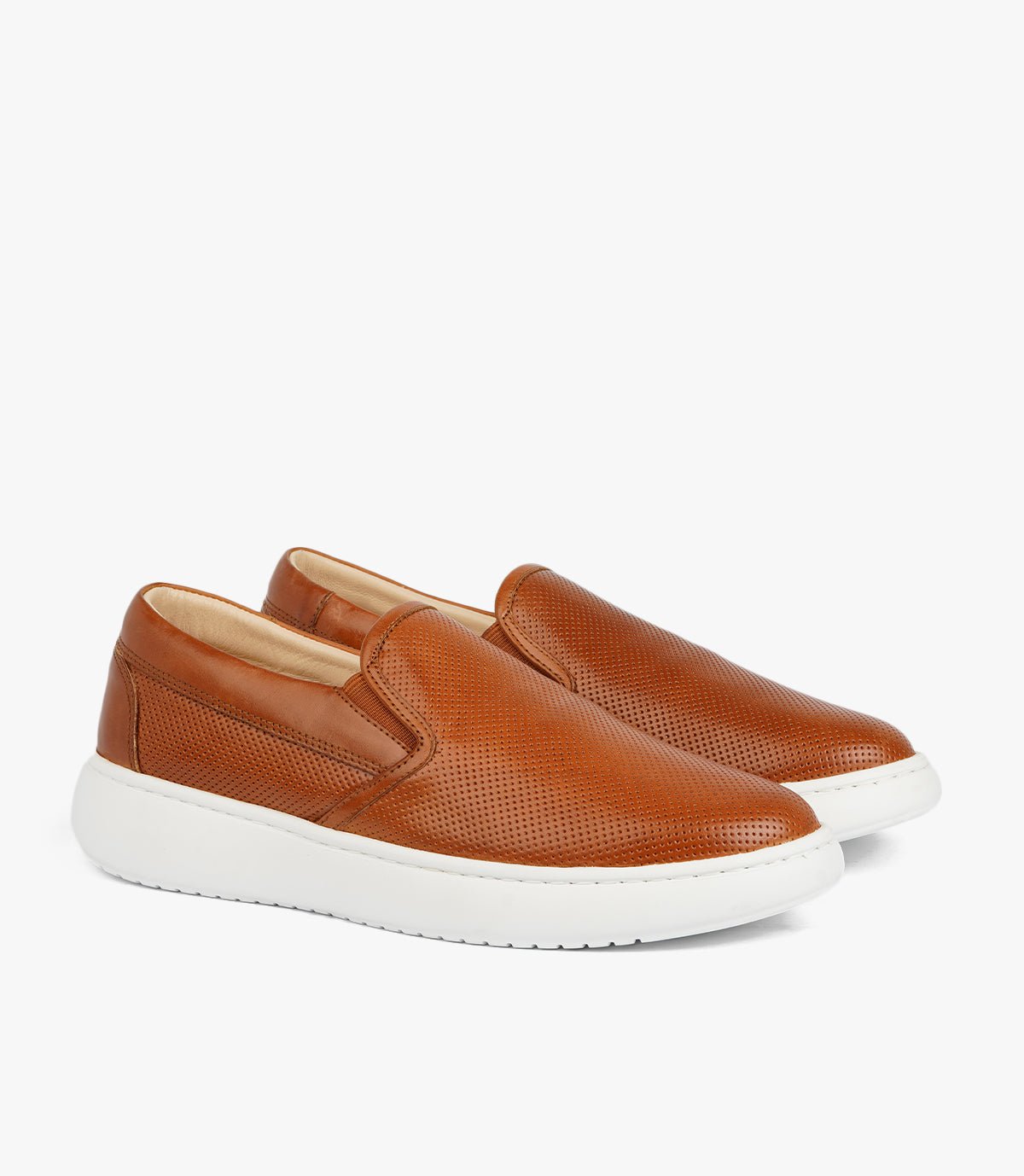 Basket Slip-On NASSIM en Cuir perforé, Tabac – CL5022