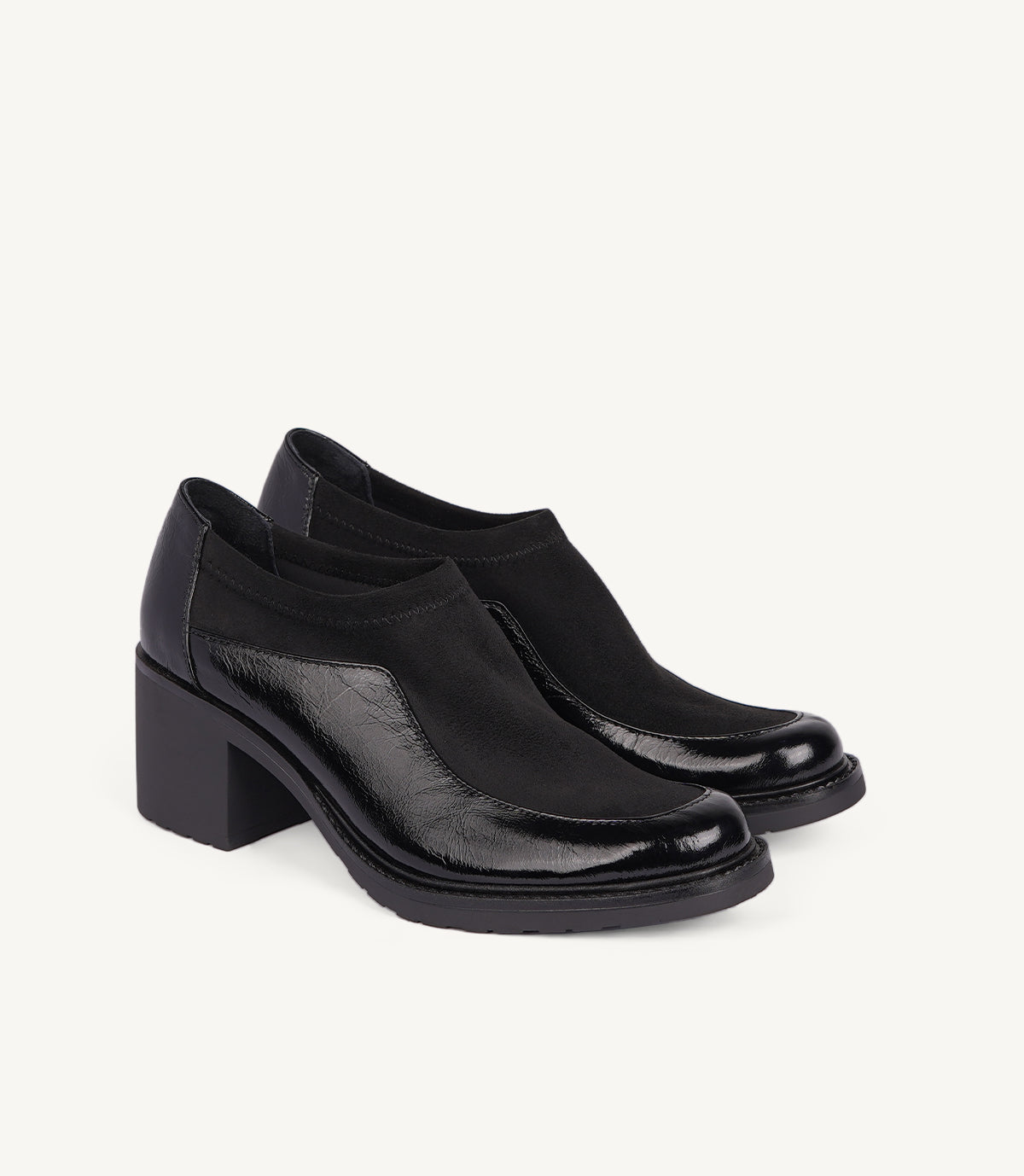 MOCASSIN À TALON EN CUIR NOIR - 2509