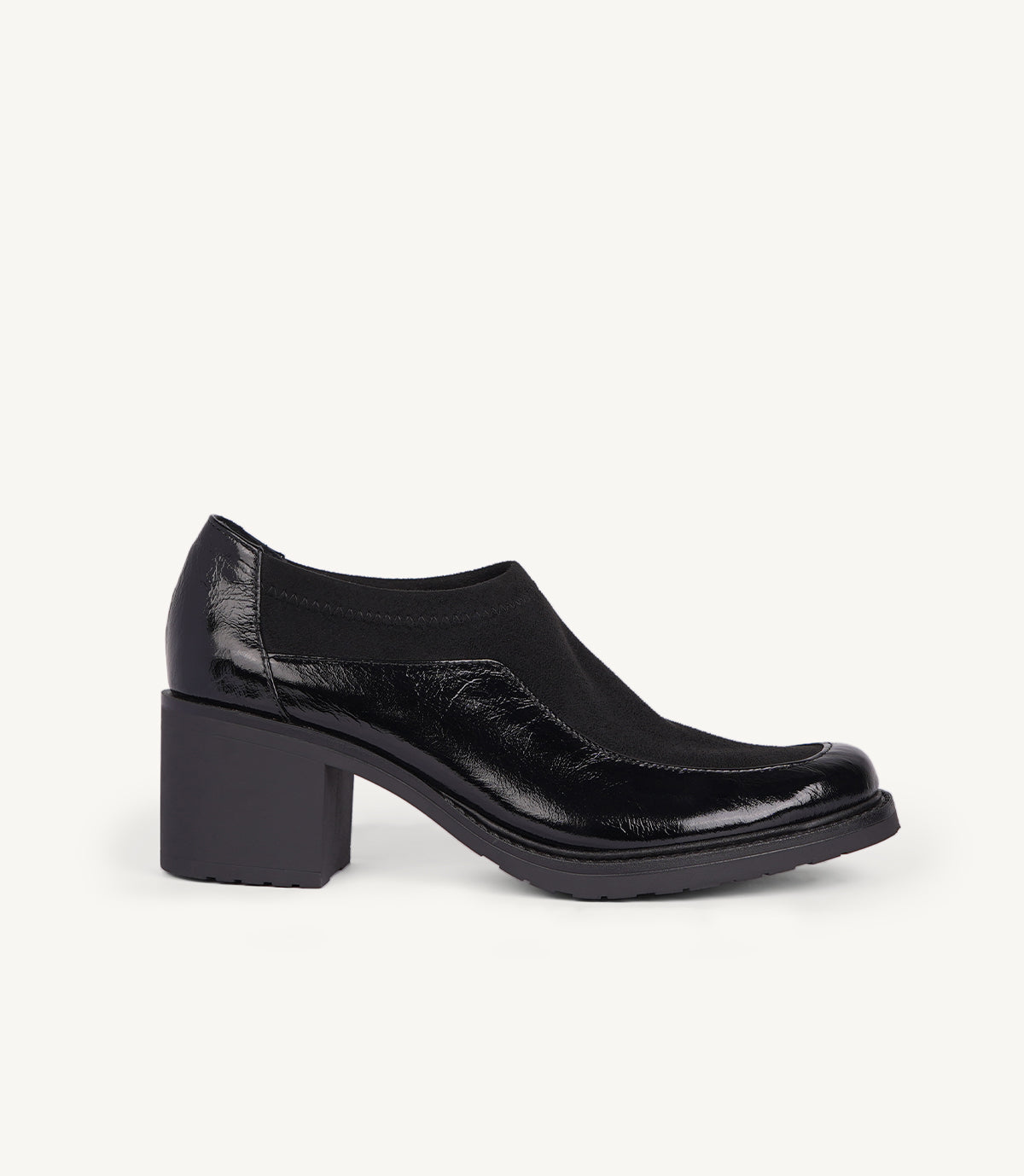 MOCASSIN À TALON EN CUIR NOIR - 2509