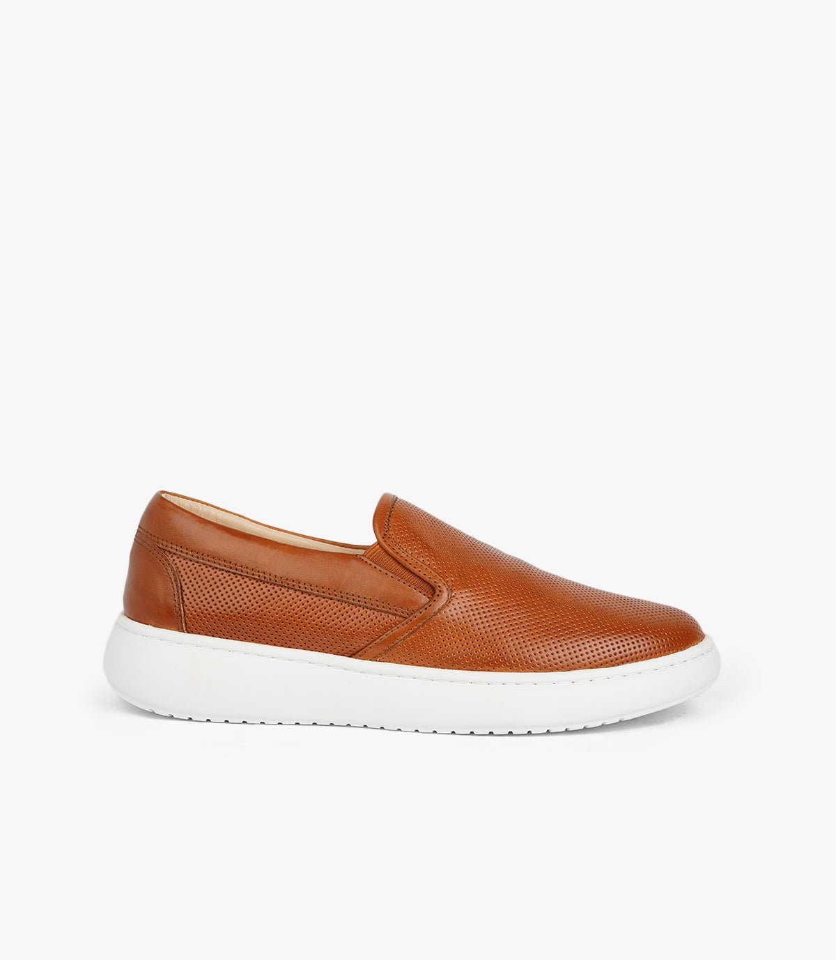 Basket Slip-On NASSIM en Cuir perforé, Tabac – CL5022