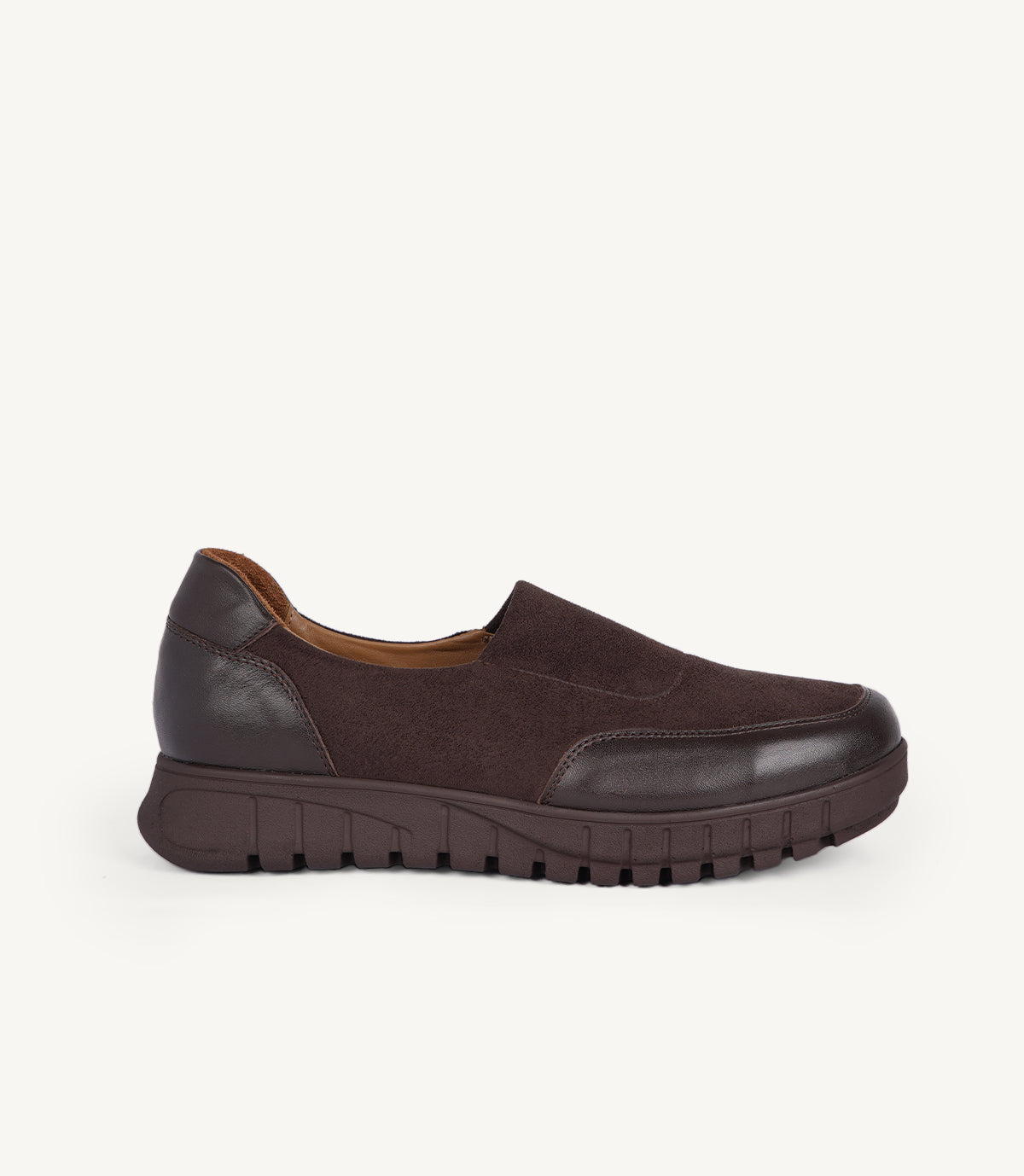 Basket Slip - NAYA EN DAIM ET CUIR MARRON - CL2510
