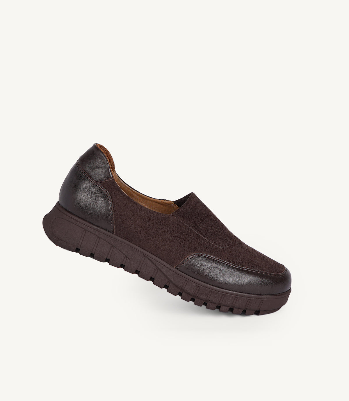 Basket Slip - NAYA EN DAIM ET CUIR MARRON - CL2510