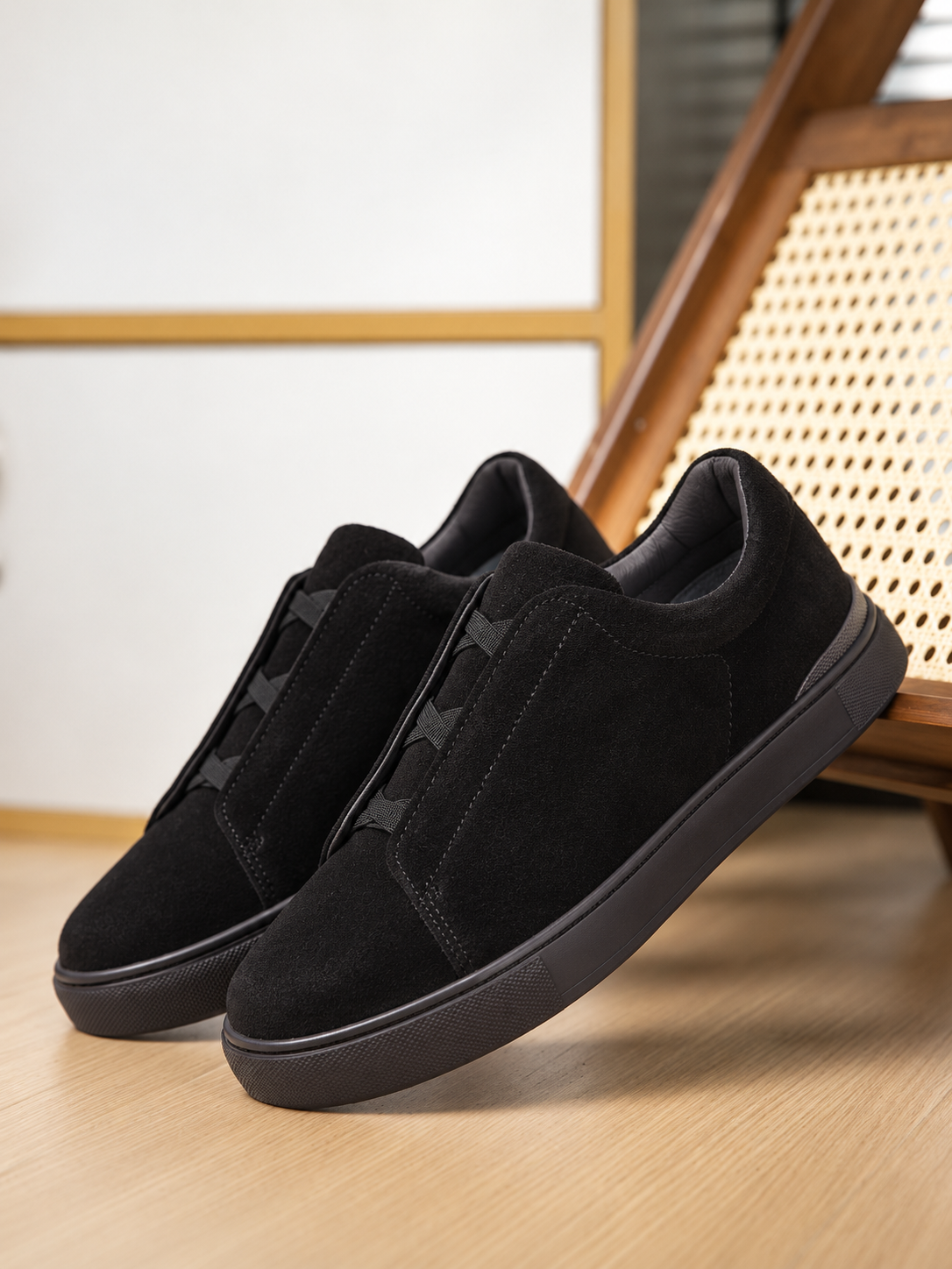 BASKET ELVAN EN DAIM NOIR - CL950