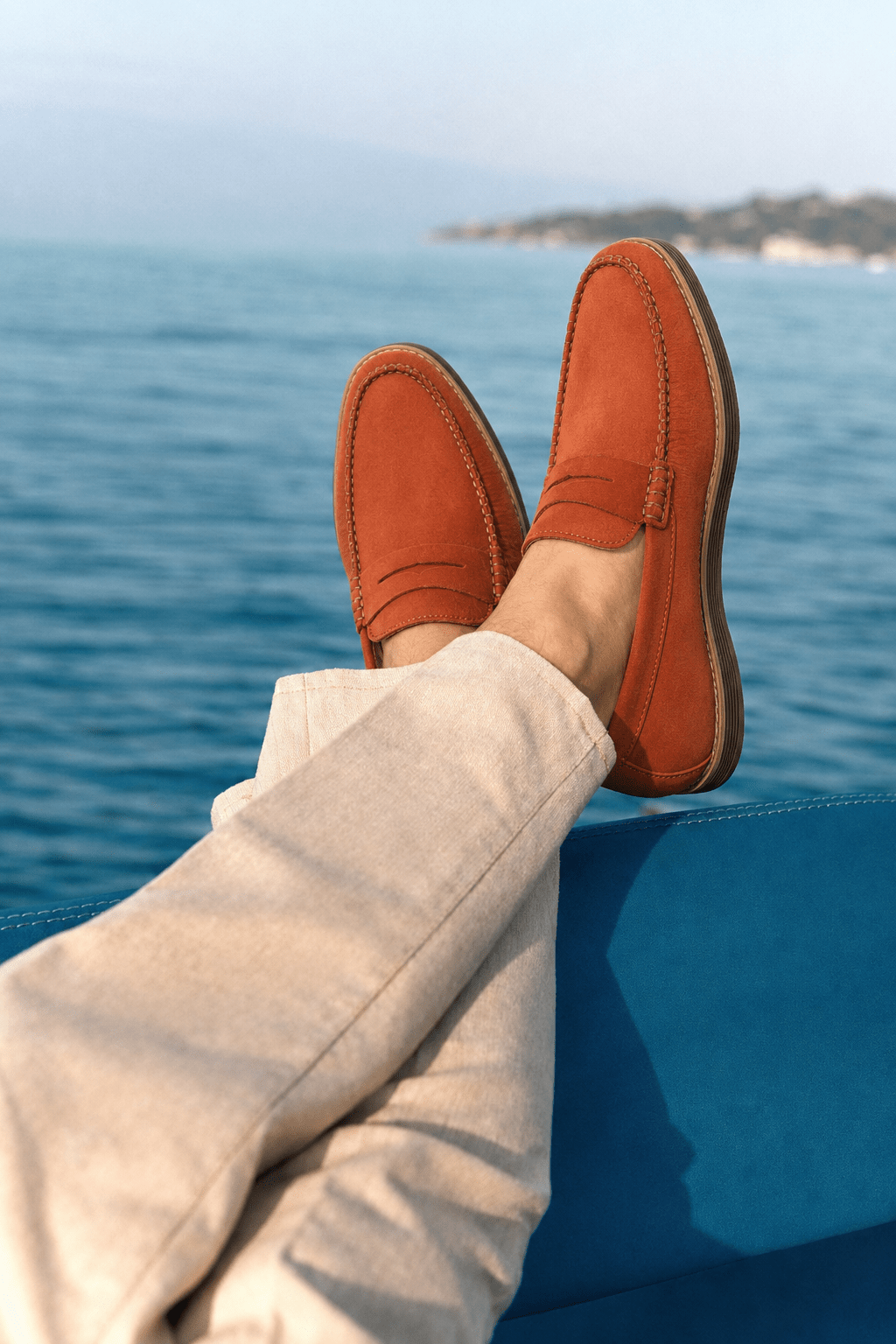 Mocassin BORIS en Daim, Orange – CL050