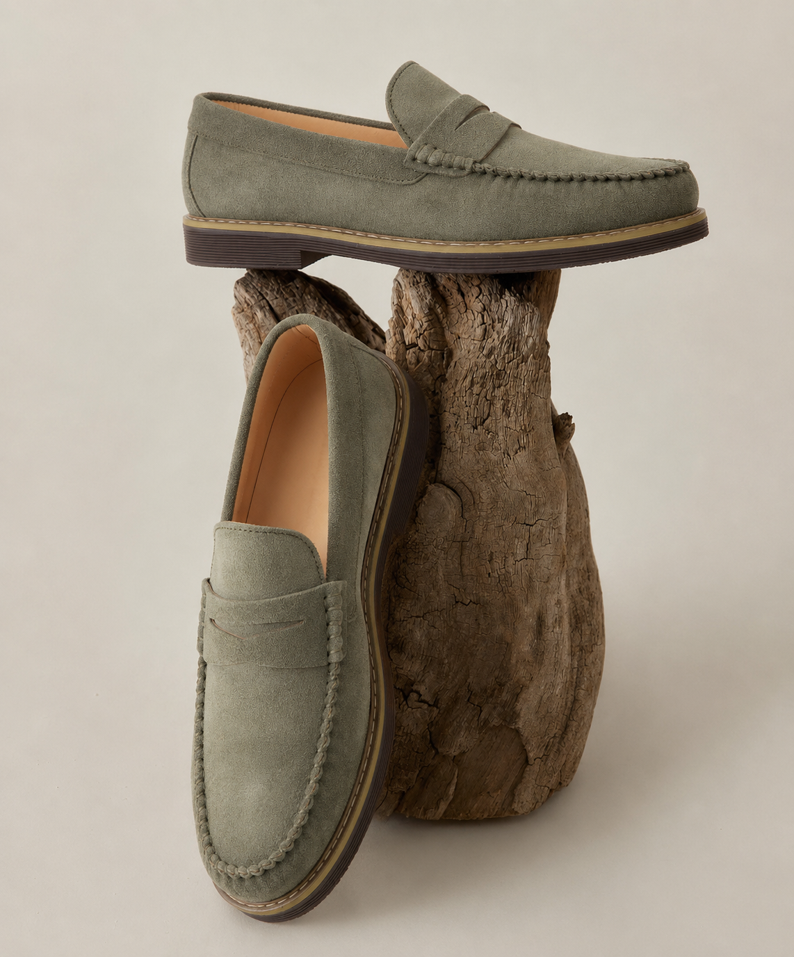 Mocassin Boris en Daim, Vert – CL050