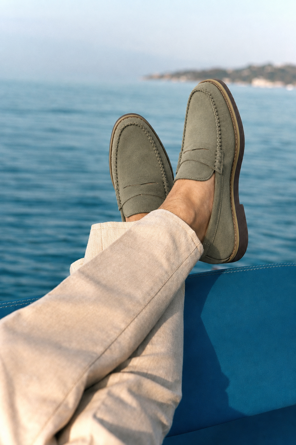 Mocassin Boris en Daim, Vert – CL050