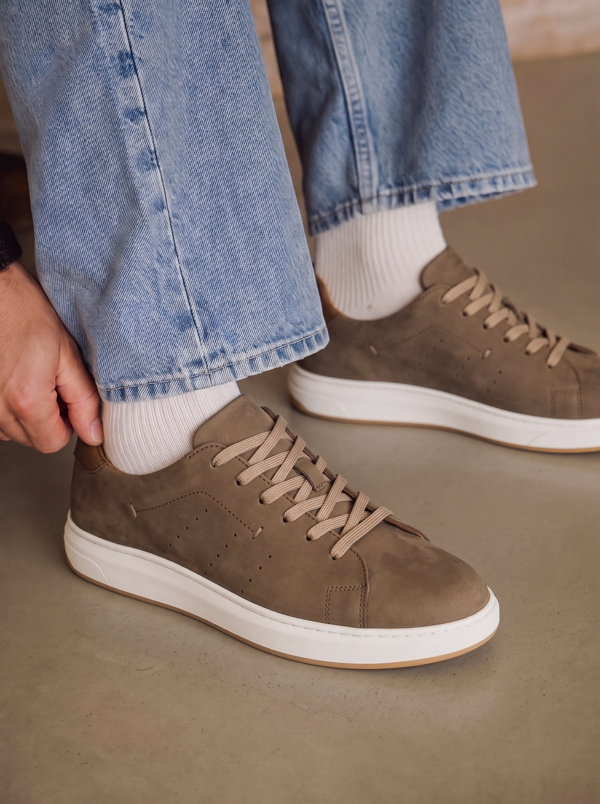 BASKET Suprême en Daim, vert olive - CL6082