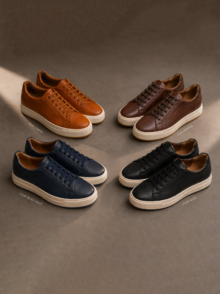 BASKET ROGUE en Cuir, Bleu ciel– CL6073