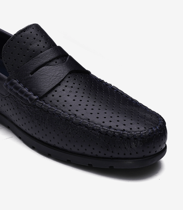 MOCASSIN ILMAR En Cuir, Bleu nuit – CL066