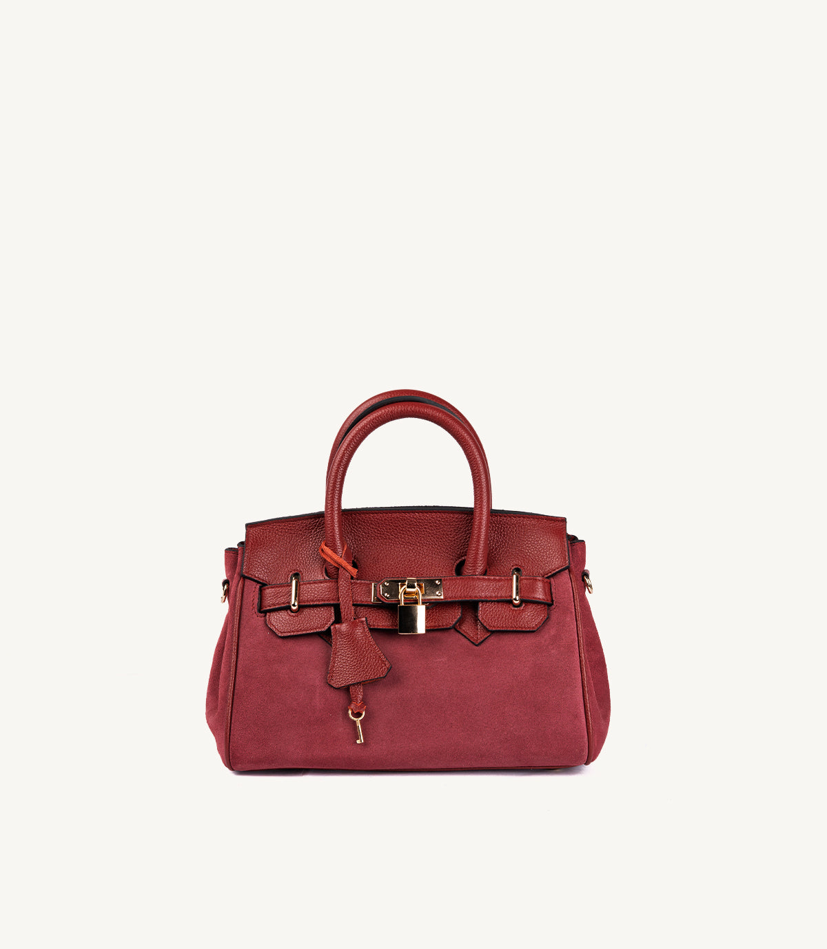 SAC À MAIN SIENA MINI EN CUIR ET DAIM, BORDEAUX -025