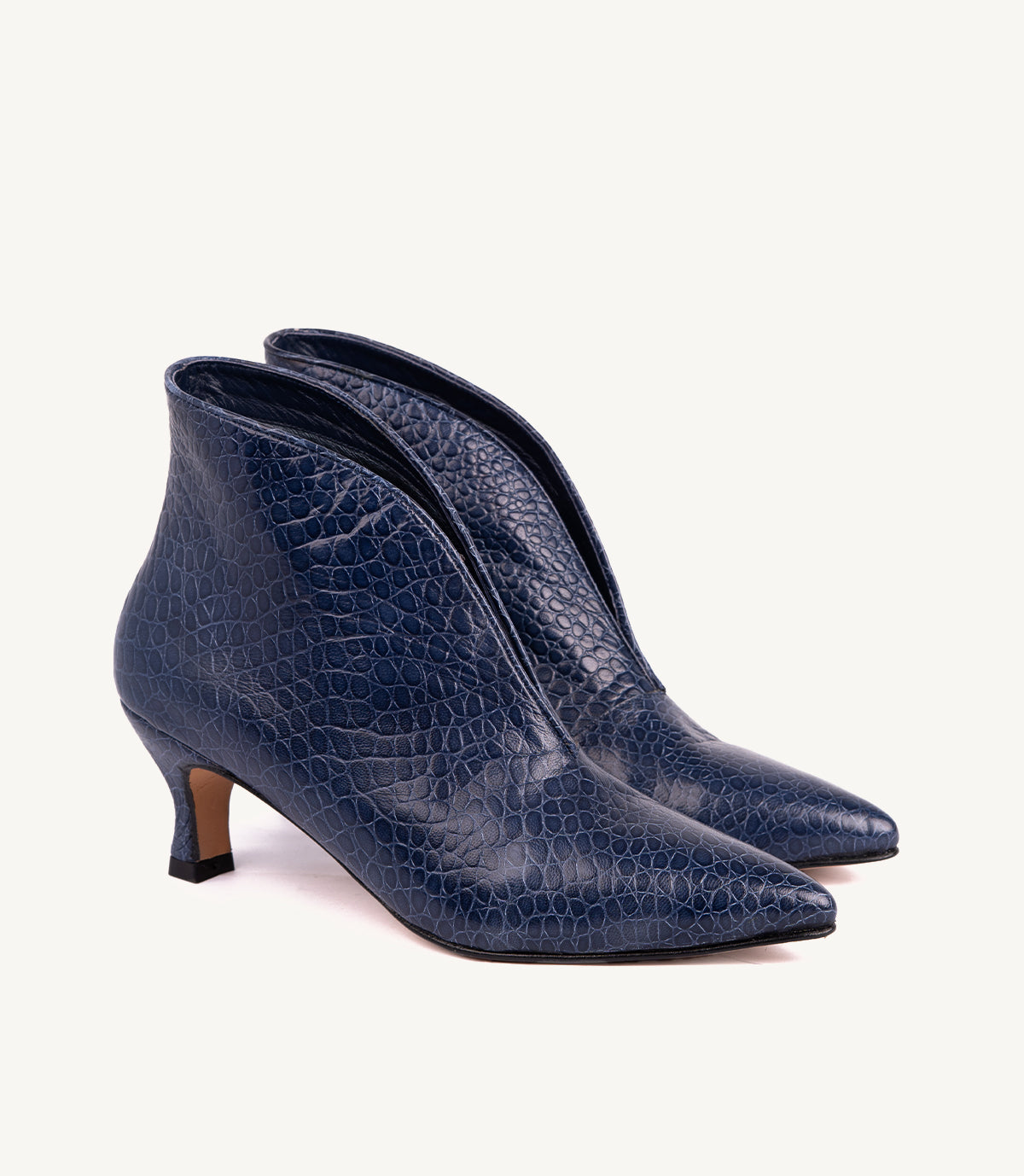 BOTTINE IMANE EFFET CROCO, BLEU MARINE