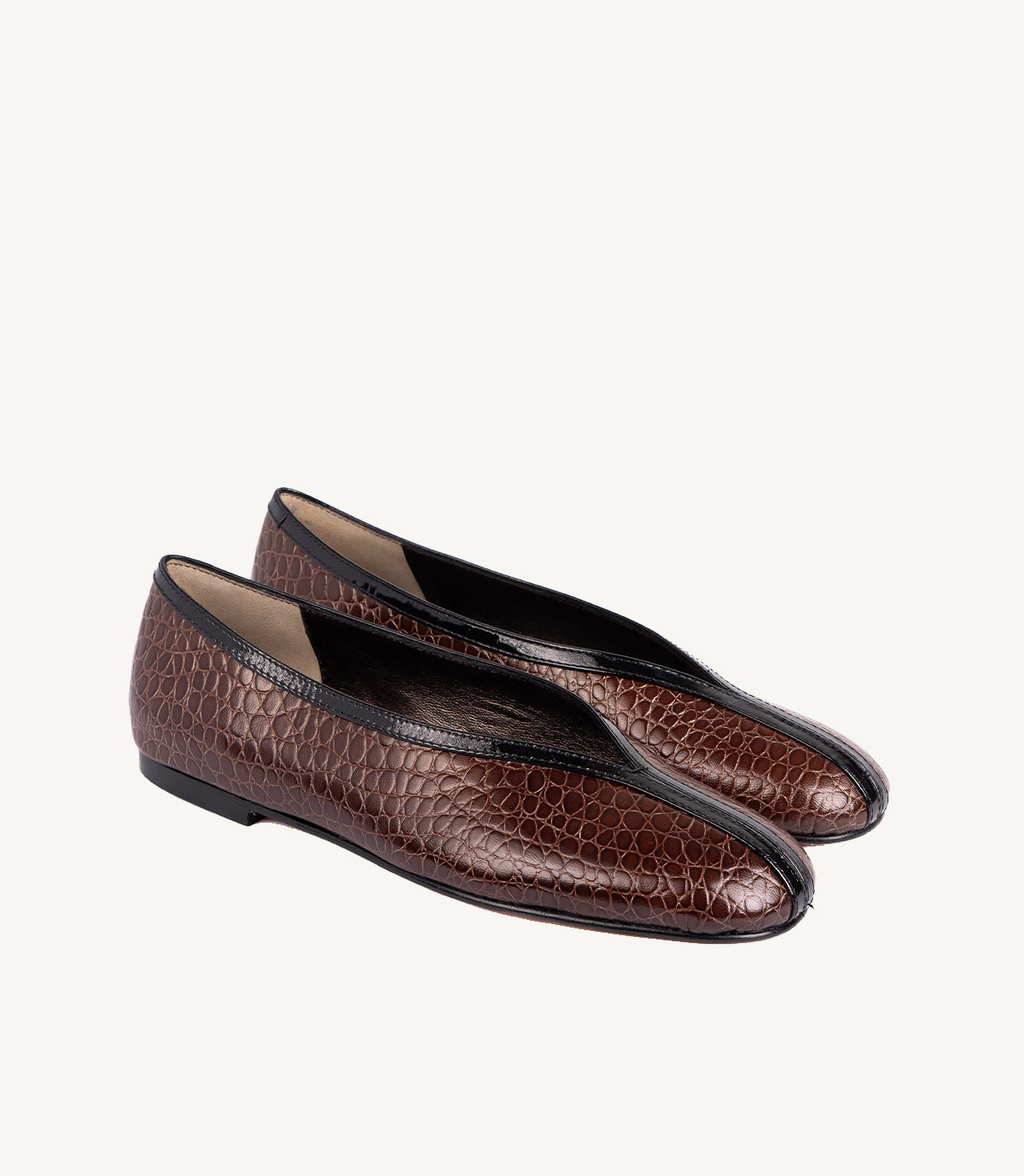 BALLERINE LOUSY EN CUIR EFFET CROCO MARRON