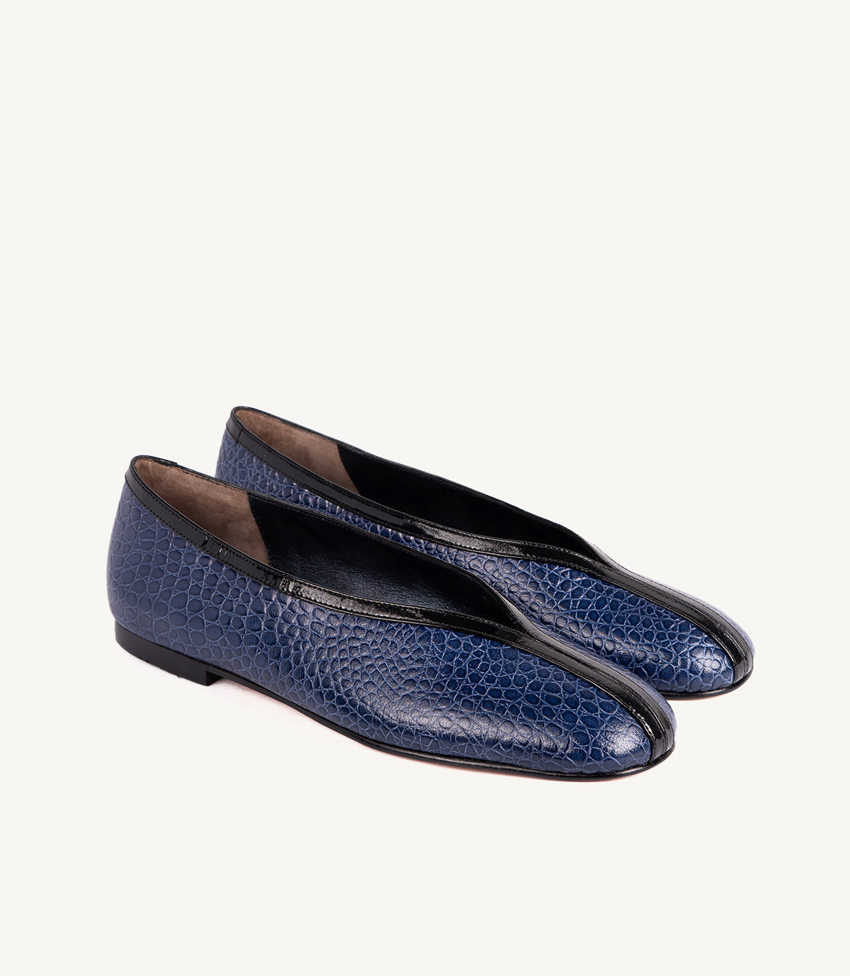 BALLERINE LOUSY EN CUIR TEXTURÉ BLEU