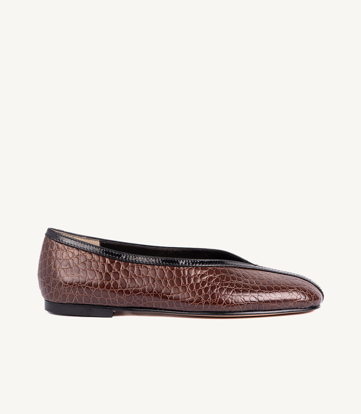 BALLERINE LOUSY EN CUIR EFFET CROCO MARRON