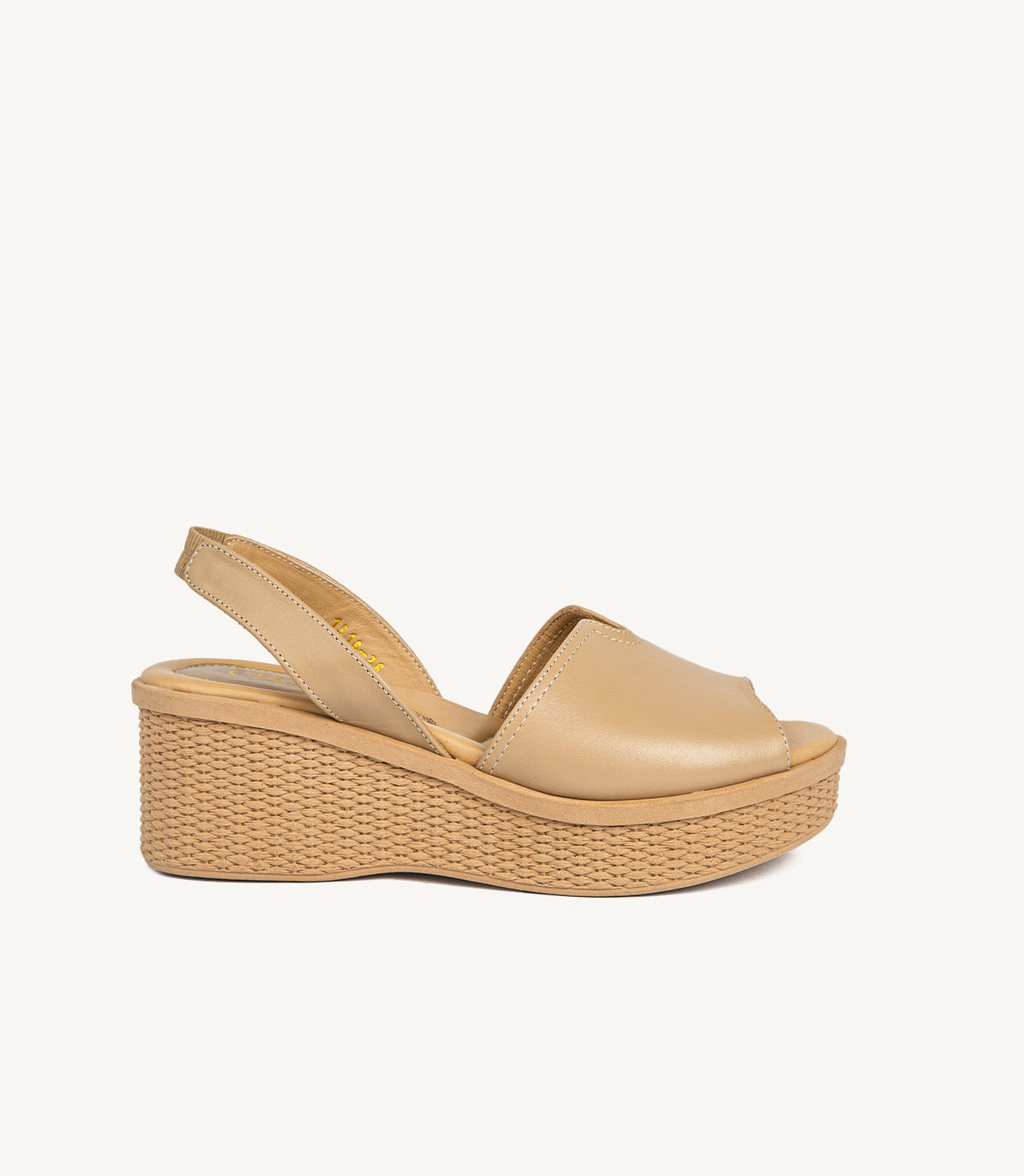 Sandale Compensée NAYA en Cuir, Beige – 1516