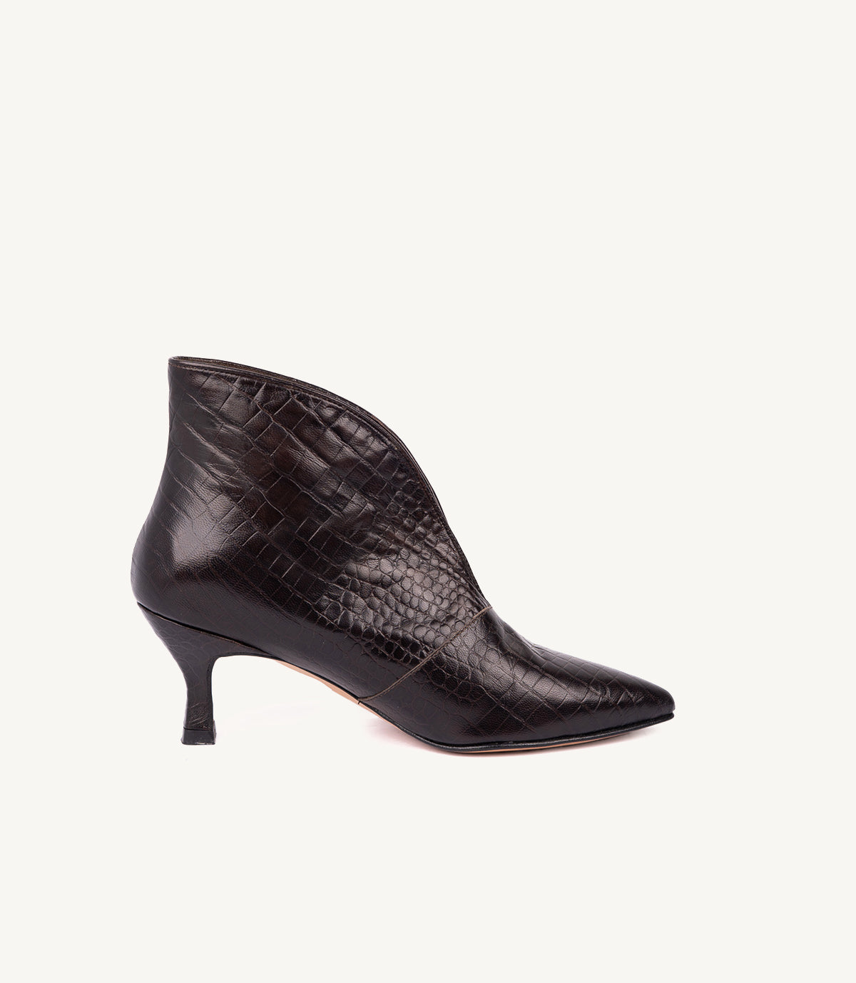 BOTTINE IMANE EFFET CROCO, MARRON FONCÉ