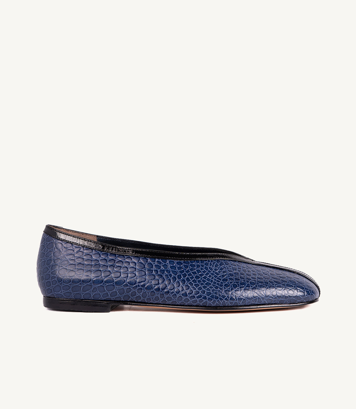 BALLERINE LOUSY EN CUIR TEXTURÉ BLEU