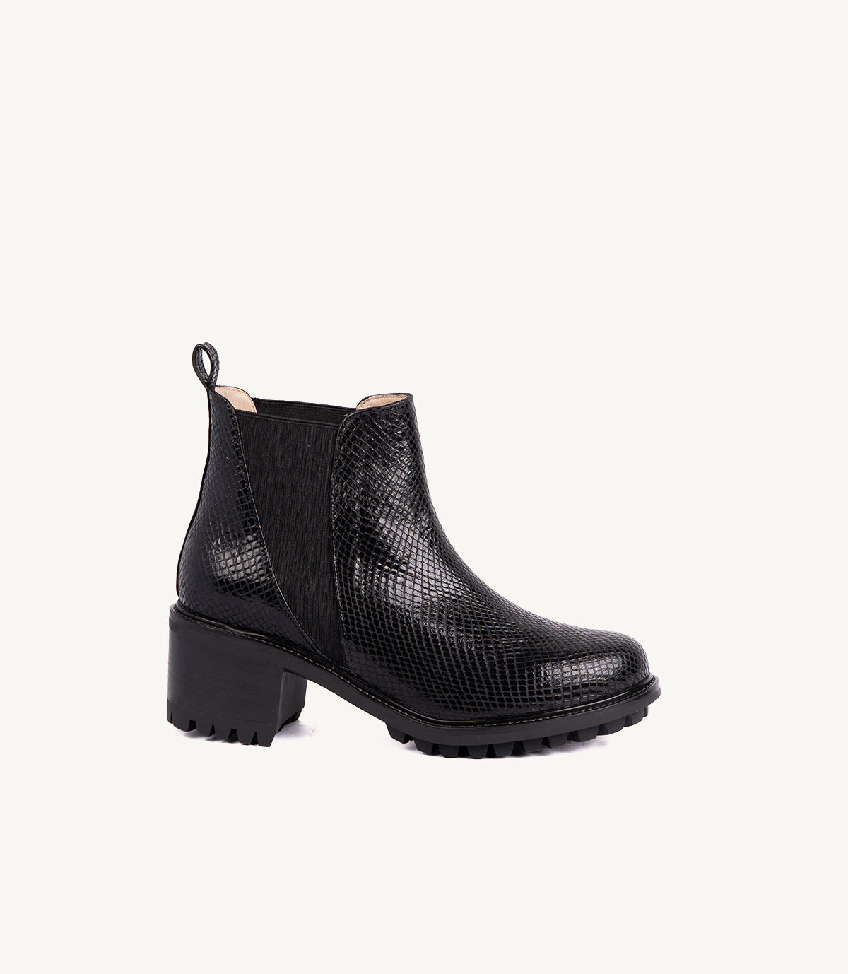BOTTINE BLACK EN CUIR EFFET SERPENT NOIR